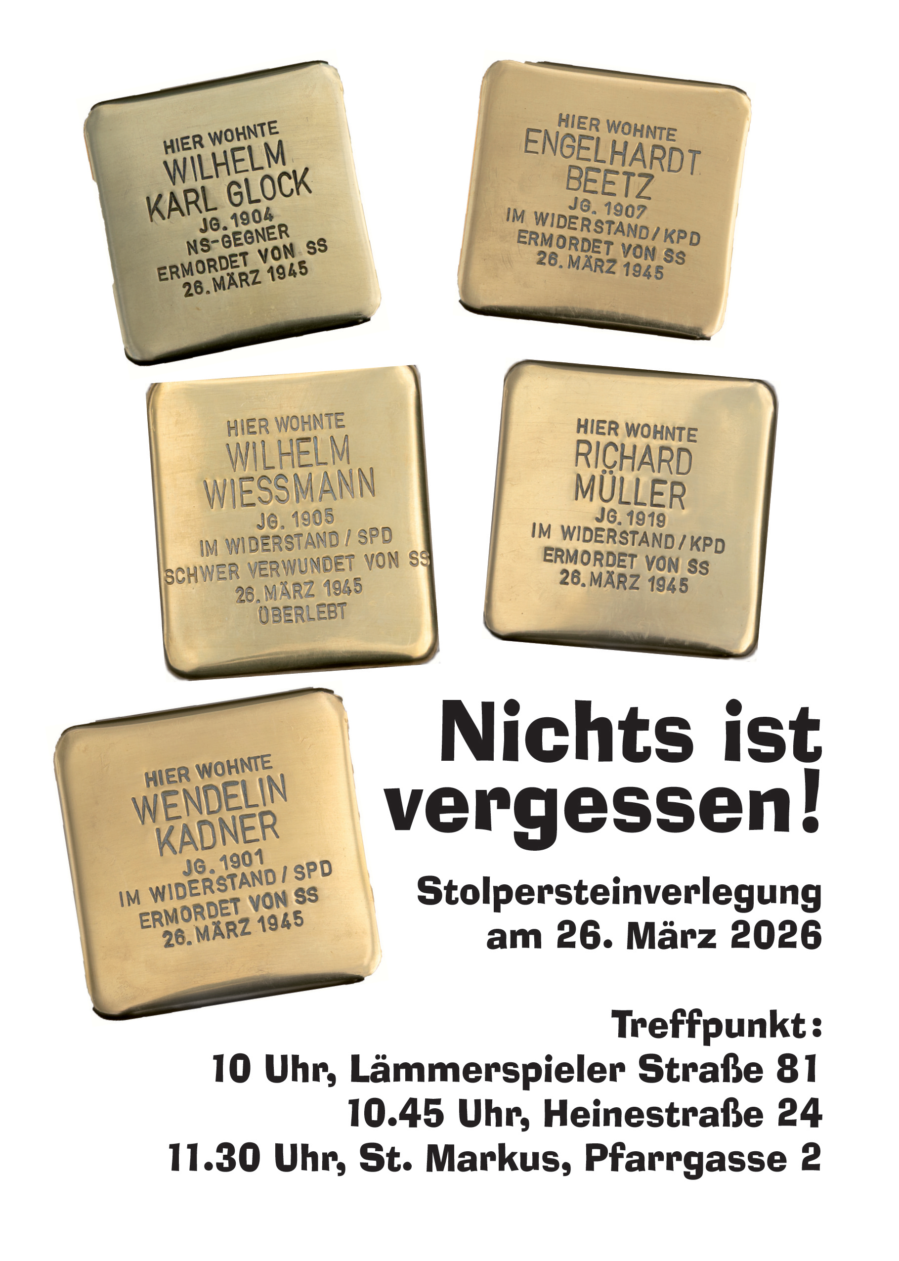 Plakat Stolpersteinverlegung 2026